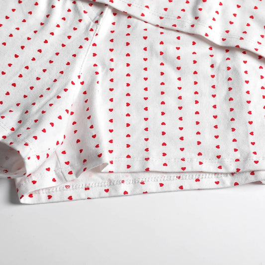 2 Piece Set Women Loungewear Pajamas Heart Lace V Neck