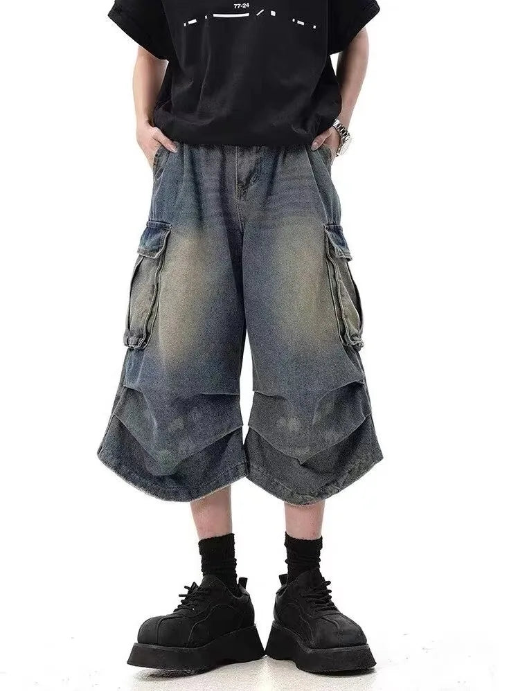 Camouflage Unisex Loose Cargo Capri Shorts