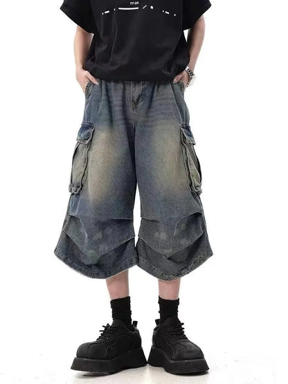 Camouflage Unisex Loose Cargo Capri Shorts