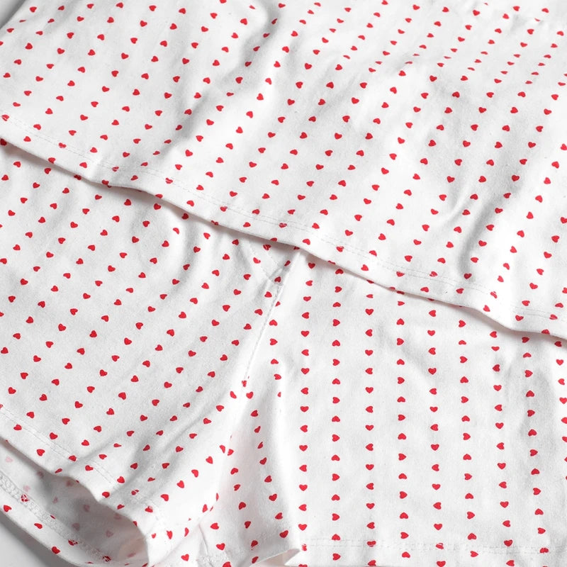 2 Piece Set Women Loungewear Pajamas Heart Lace V Neck