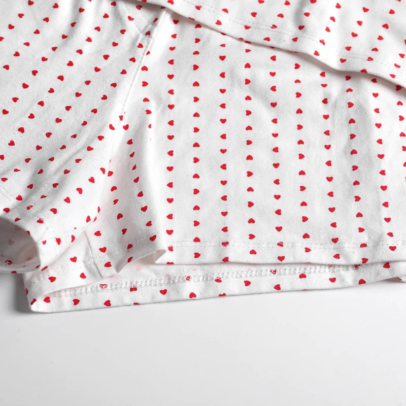 2 Piece Set Women Loungewear Pajamas Heart Lace V Neck